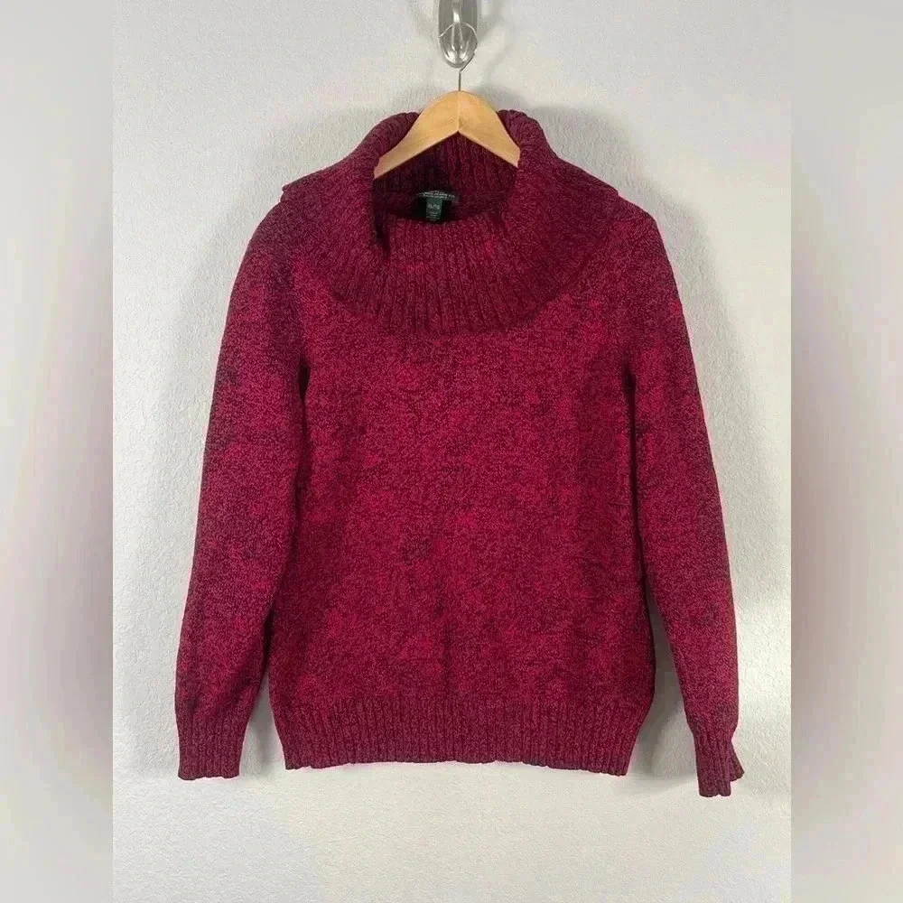 LRL Lauren Ralph Lauren Cowl Neck Sweater Heathered Red Black Women's XL